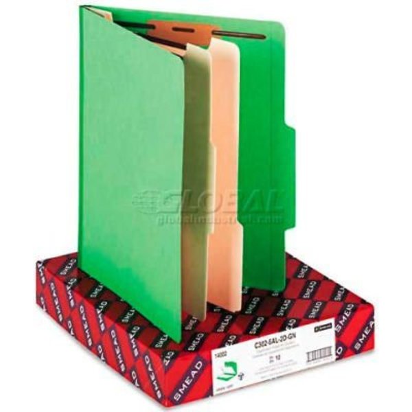 Smead Smead® Top Tab Classification Folders, Two Dividers, Six-Section, Green, 10/Box 14002